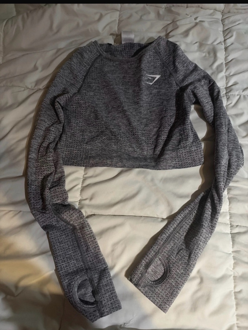 Gymshark Heather Gray Cropped Long-Sleeve Pullover